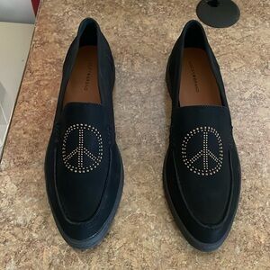 LUCKY BRAND Redmy Black Studded Peace Sign Loafer Flats $89.90 NWOB Wmn 11